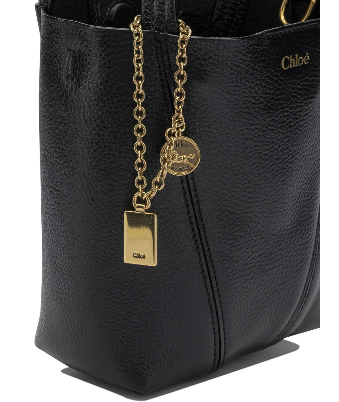 CHLOE Черная кожаная сумка с короткими ручками, фото 4