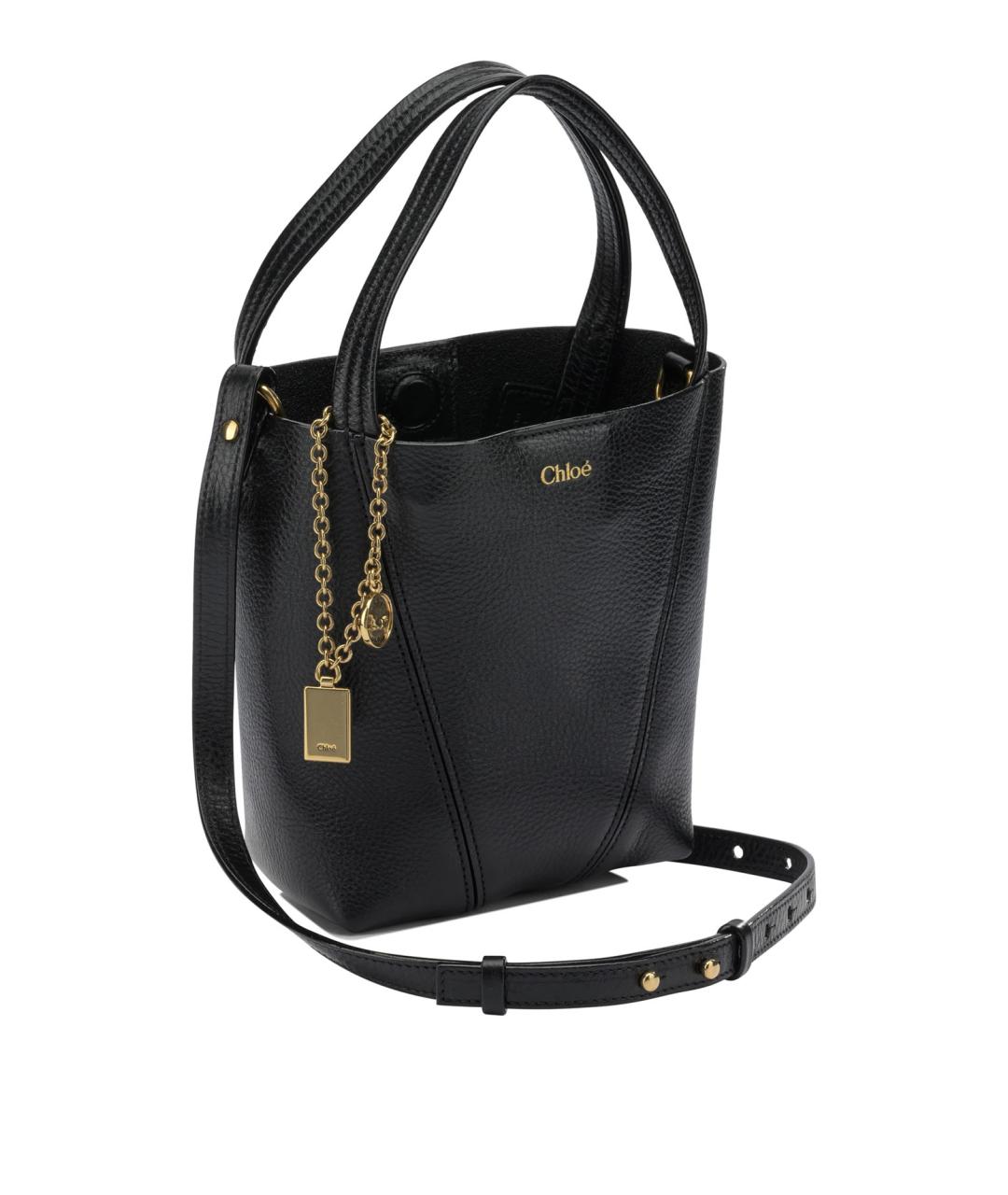 CHLOE Черная кожаная сумка с короткими ручками, фото 2