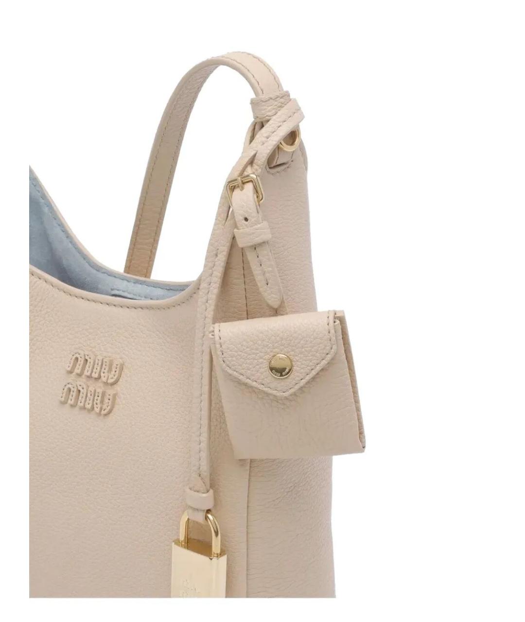 MIU MIU Бежевая кожаная сумка через плечо, фото 4