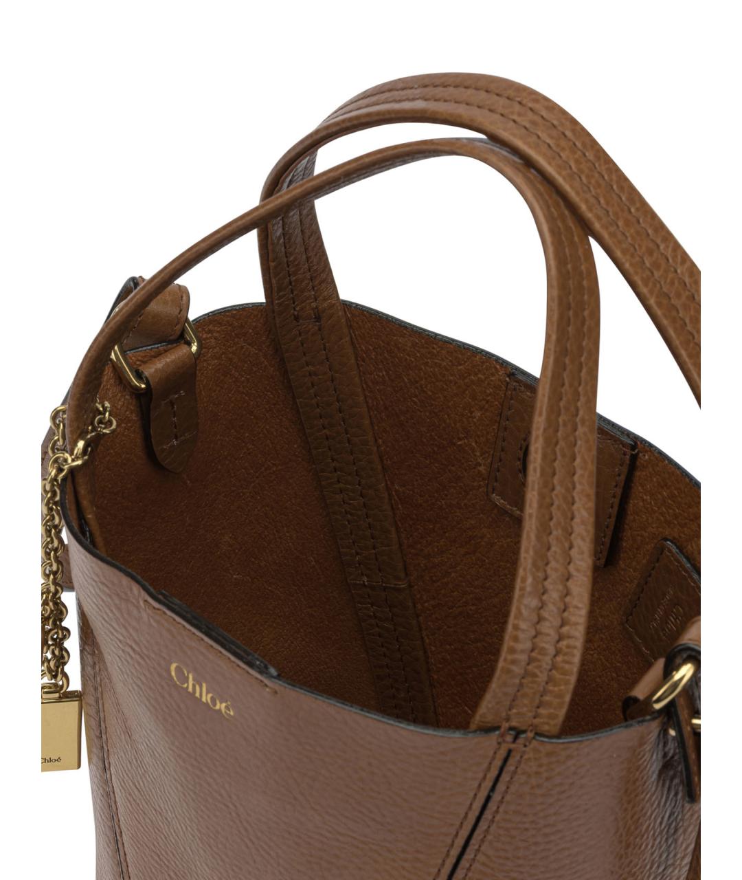 CHLOE Коричневая кожаная сумка с короткими ручками, фото 5