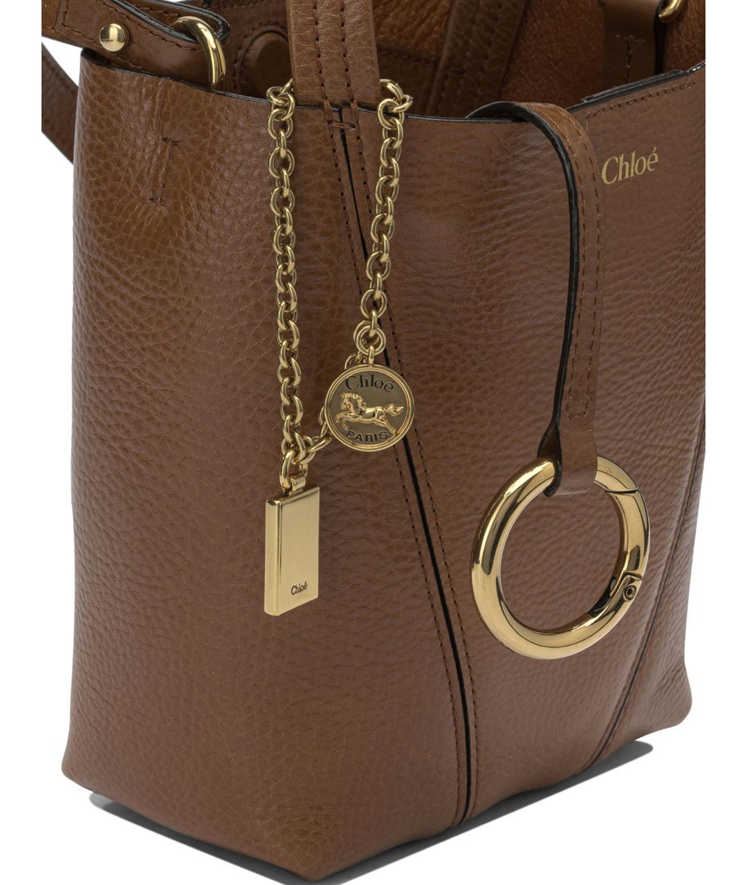 CHLOE Коричневая кожаная сумка с короткими ручками, фото 4