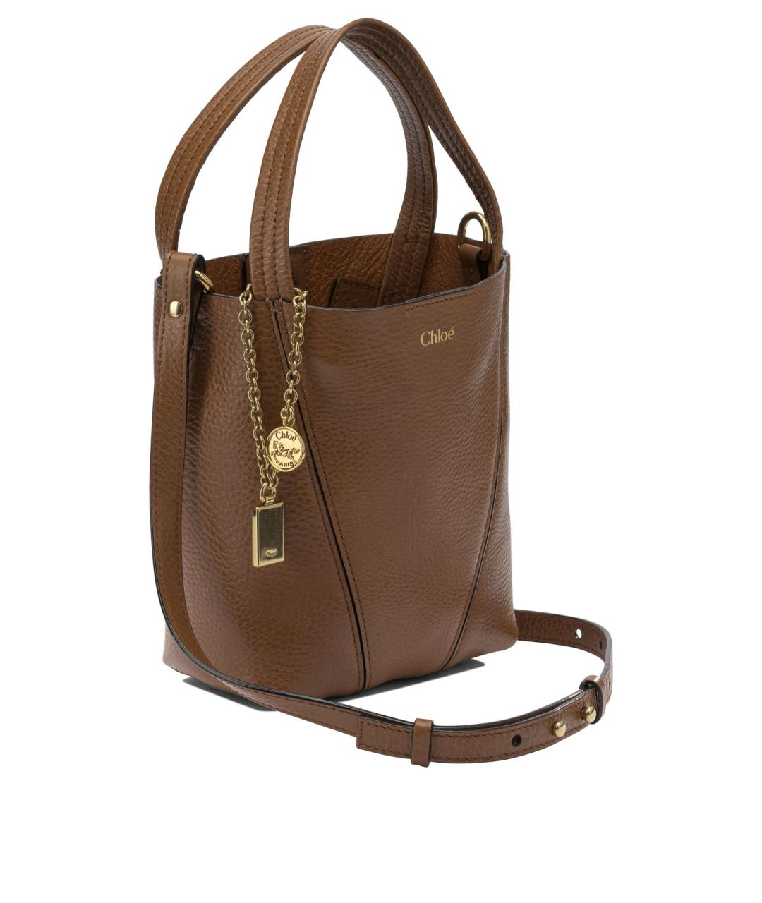 CHLOE Коричневая кожаная сумка с короткими ручками, фото 2