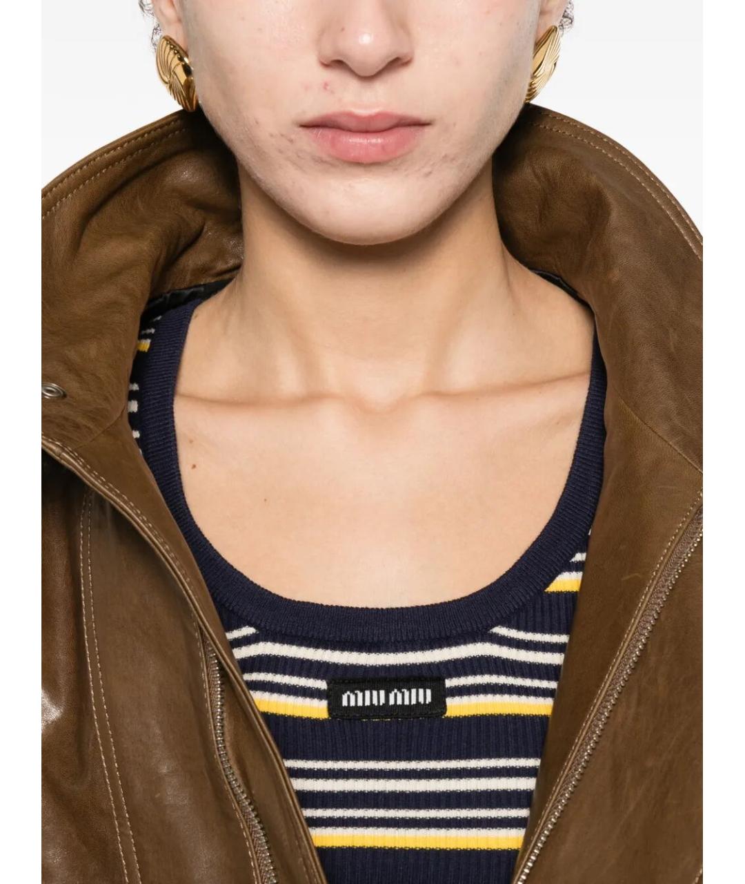 MIU MIU Синяя хлопковая майка, фото 5