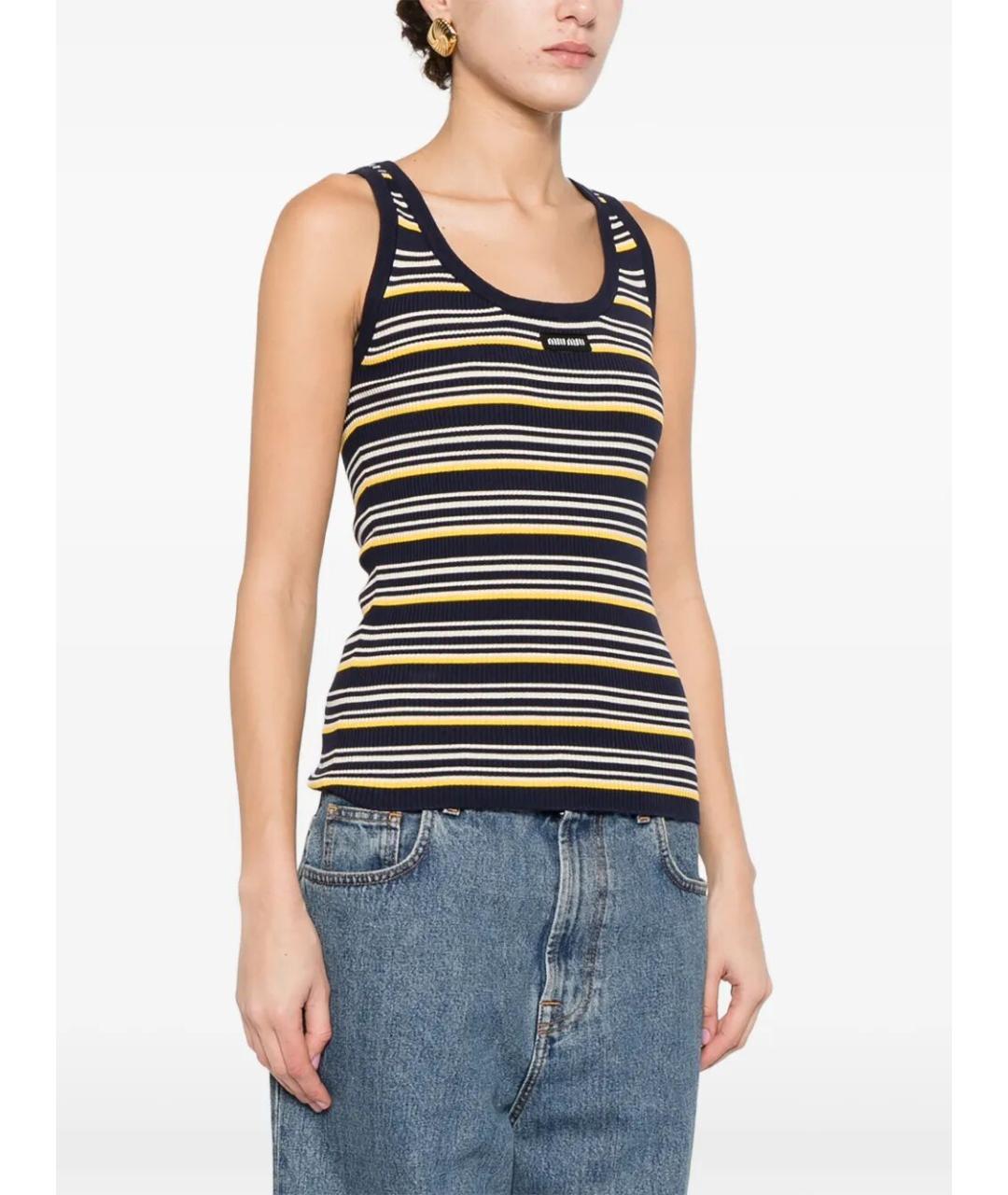 MIU MIU Синяя хлопковая майка, фото 2