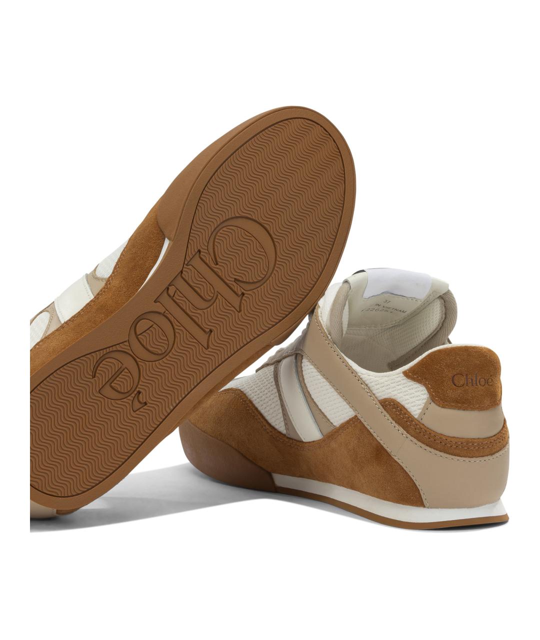CHLOE Коричневые кожаные кроссовки, фото 5