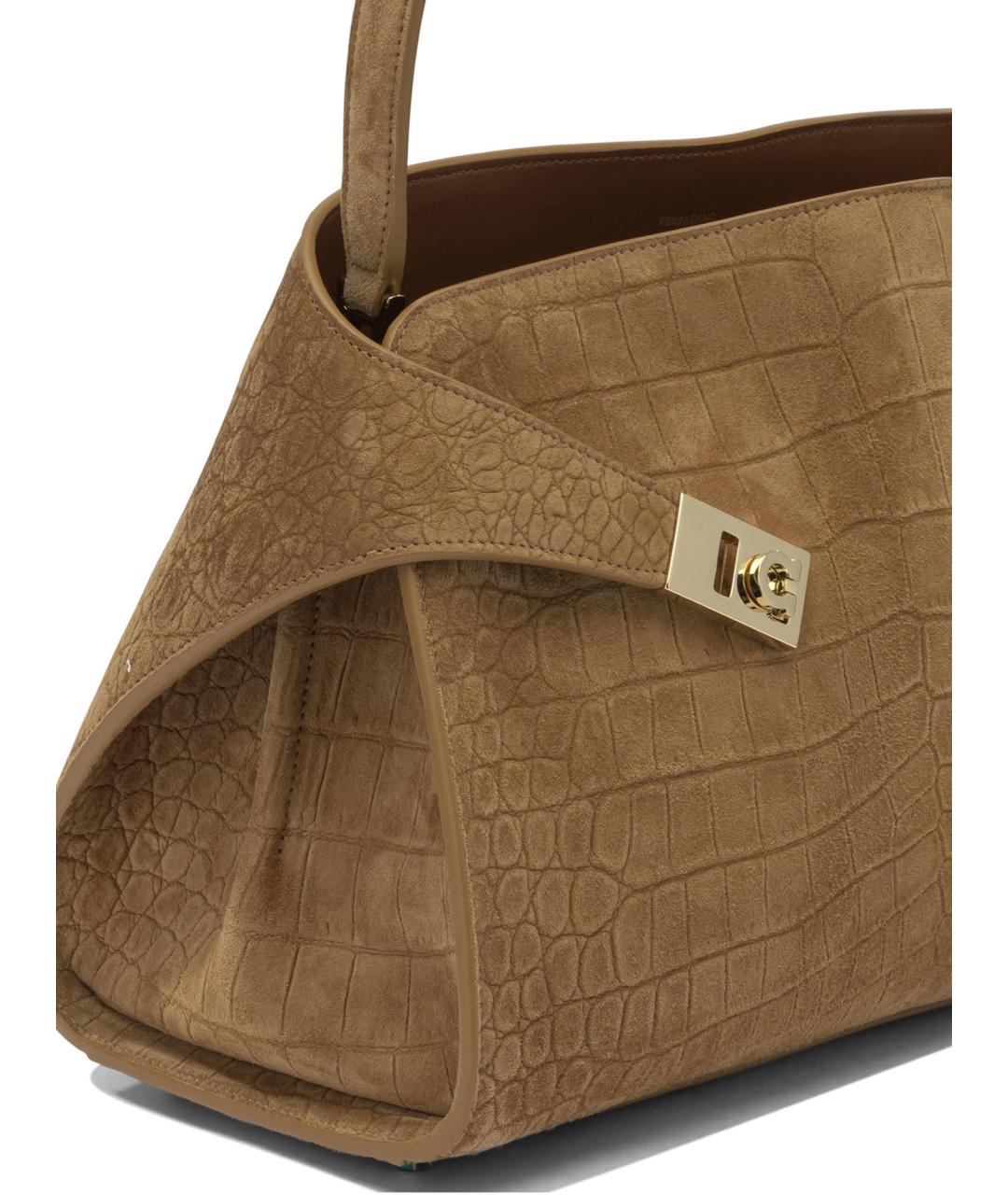 FERRAGAMO Коричневая кожаная сумка через плечо, фото 4