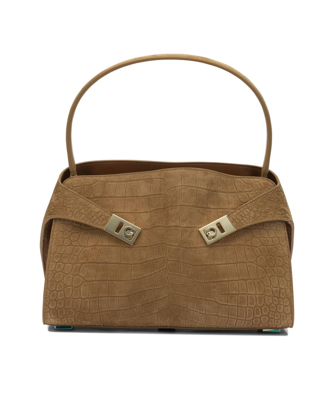 FERRAGAMO Коричневая кожаная сумка через плечо, фото 1