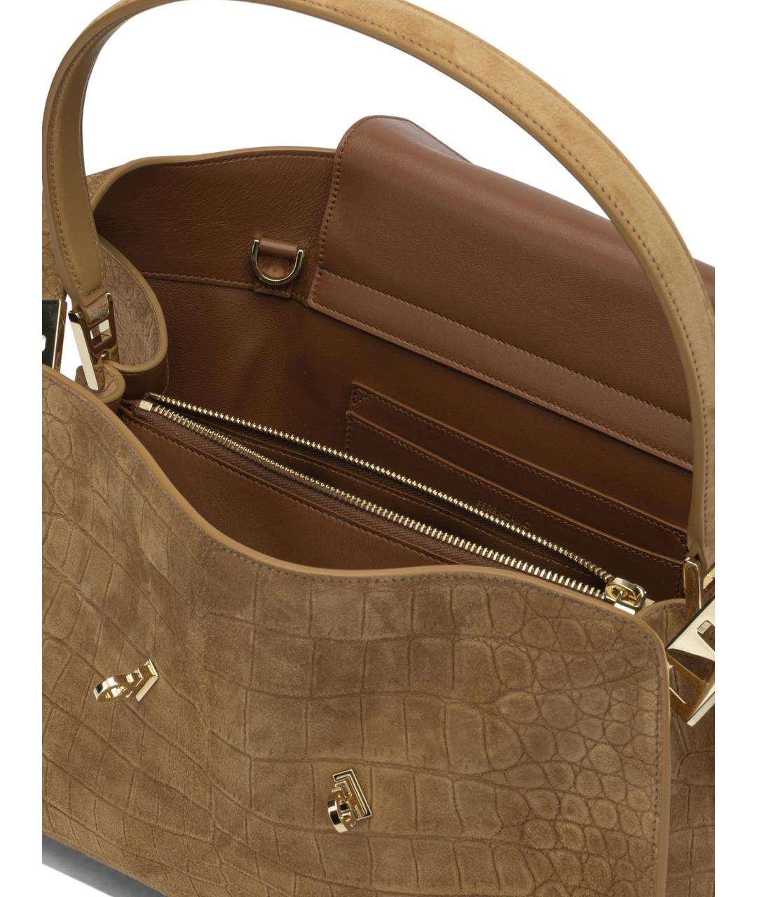 FERRAGAMO Коричневая кожаная сумка через плечо, фото 5