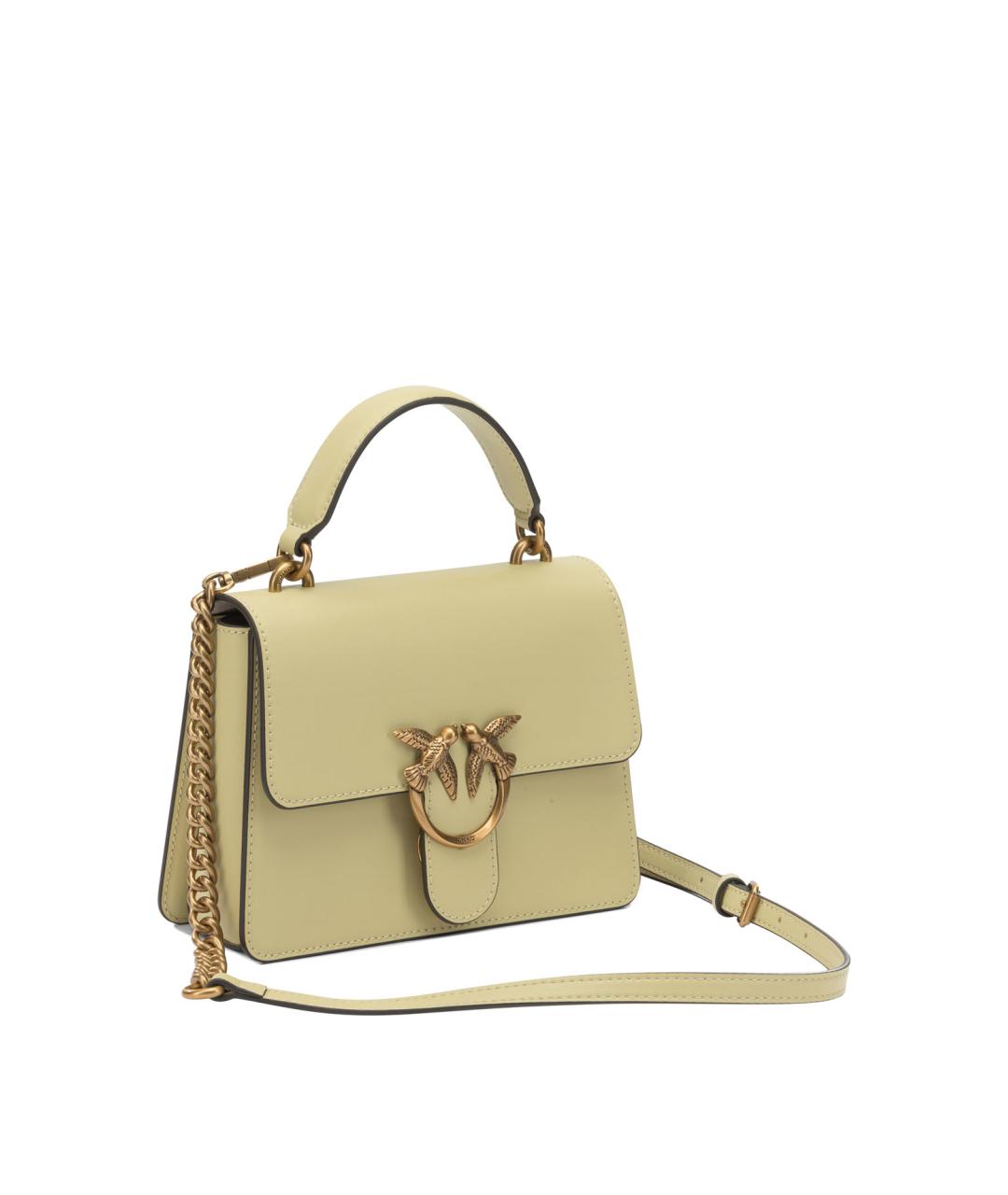 PINKO Желтая кожаная сумка с короткими ручками, фото 2