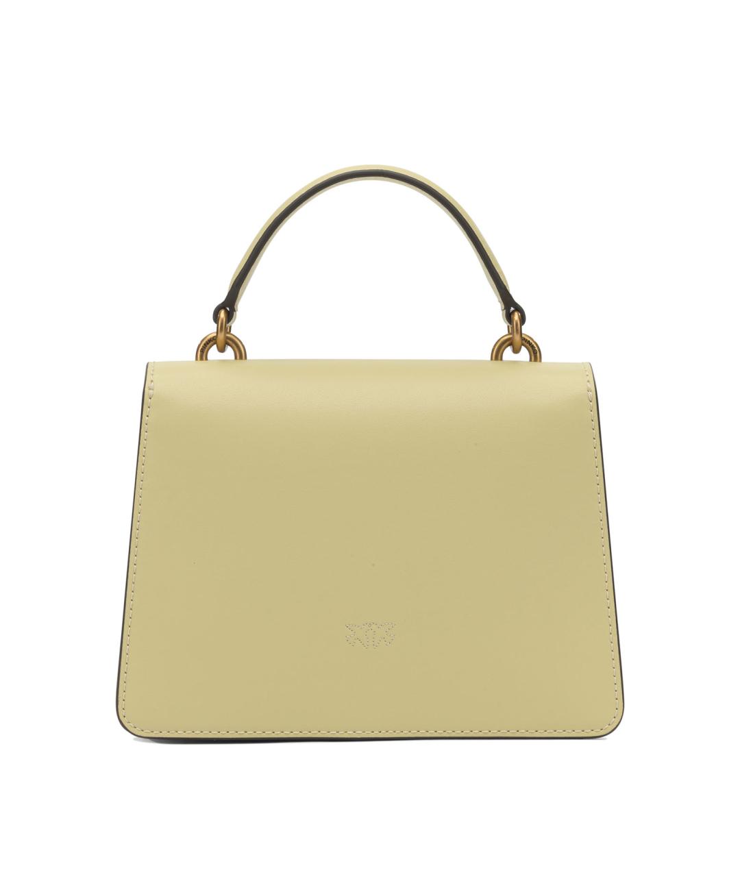 PINKO Желтая кожаная сумка с короткими ручками, фото 3