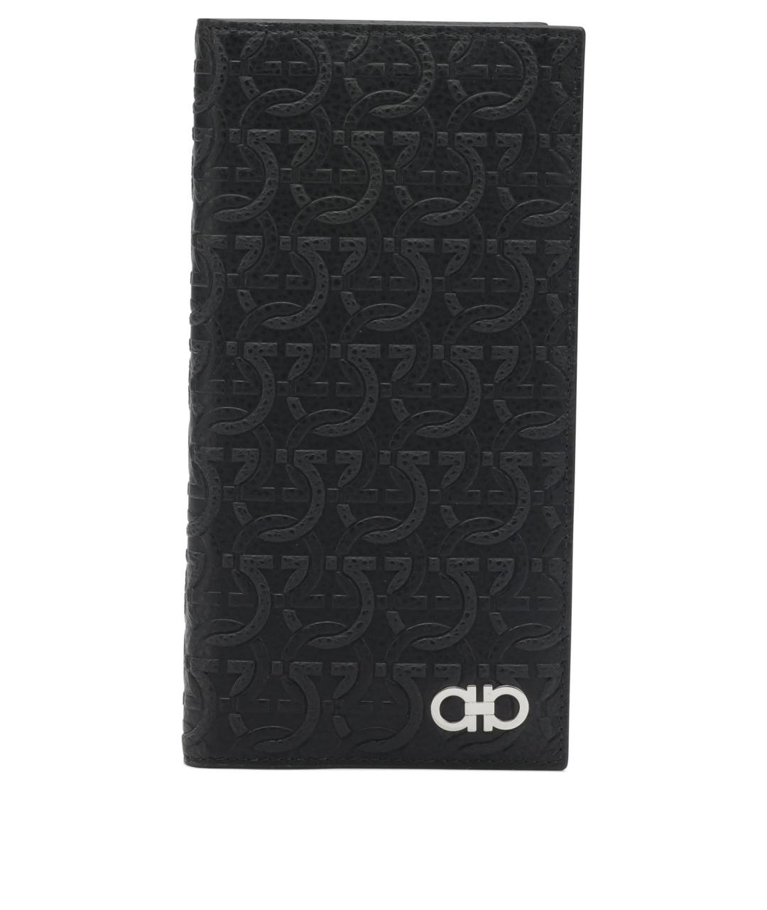 FERRAGAMO Черный кожаный кошелек, фото 1