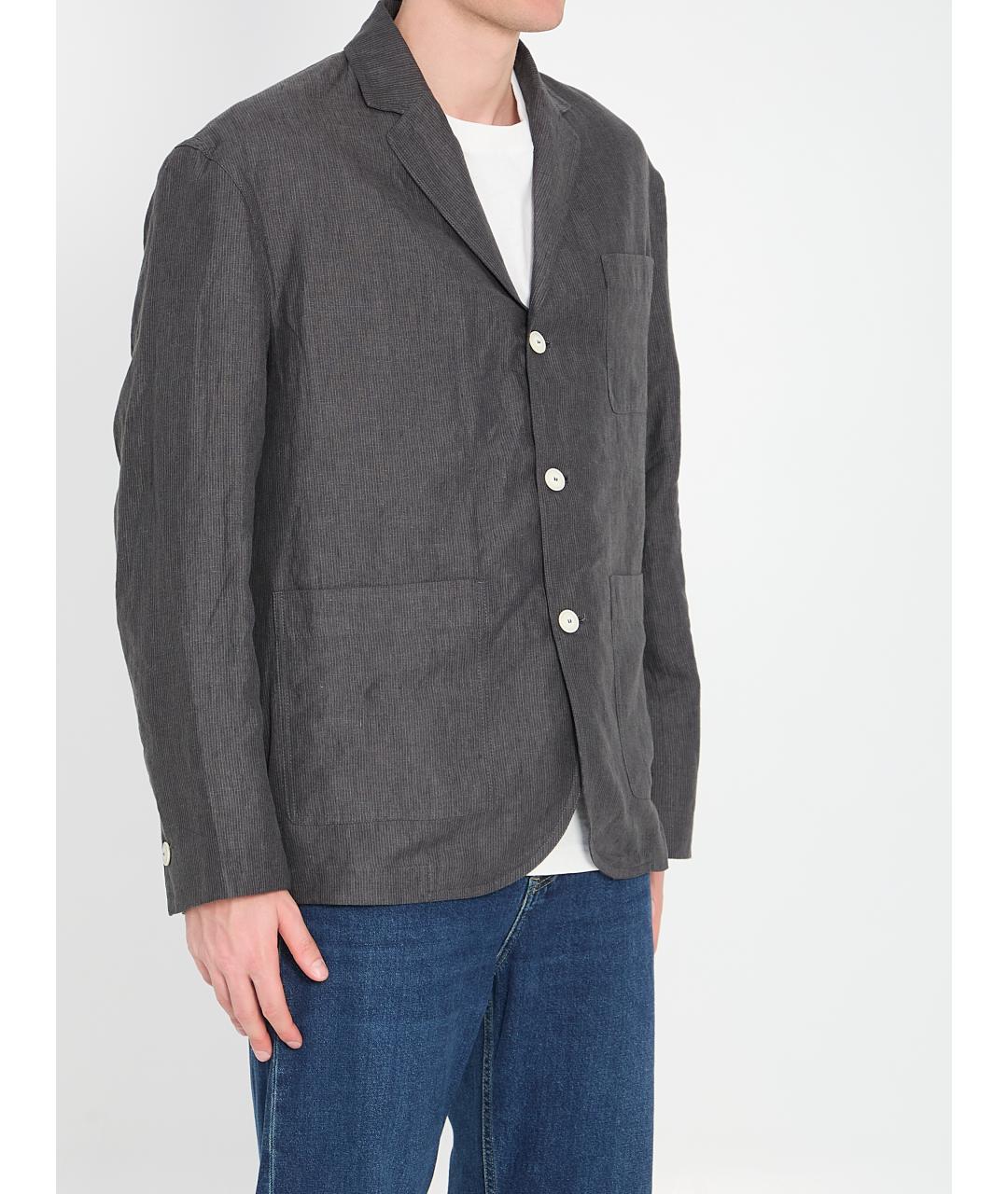 JACQUEMUS Серый льняной пиджак, фото 2