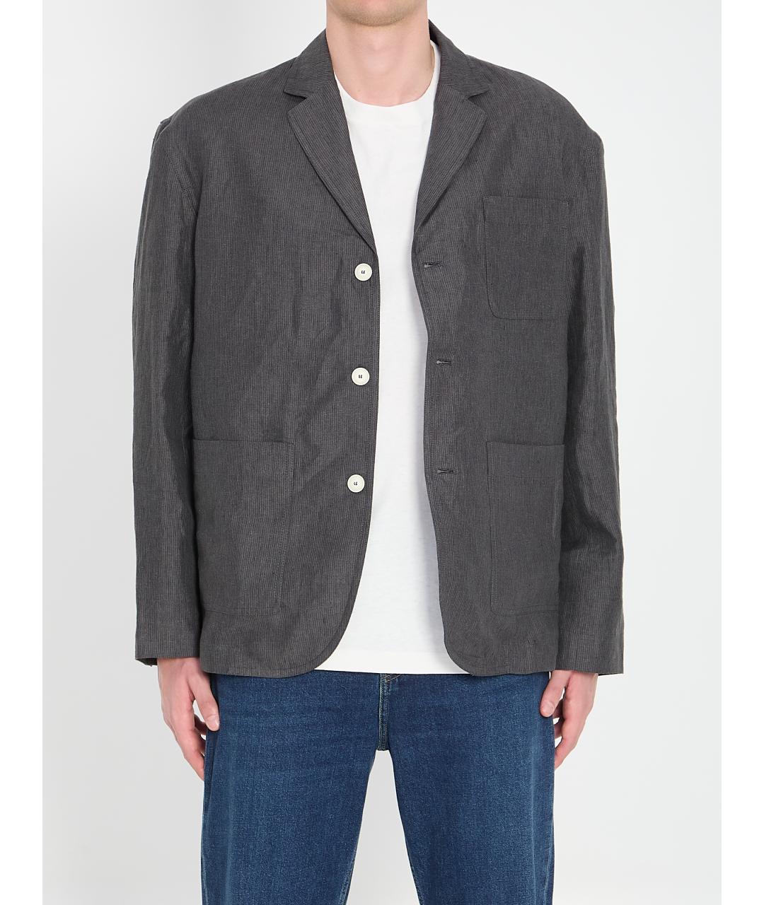 JACQUEMUS Серый льняной пиджак, фото 5