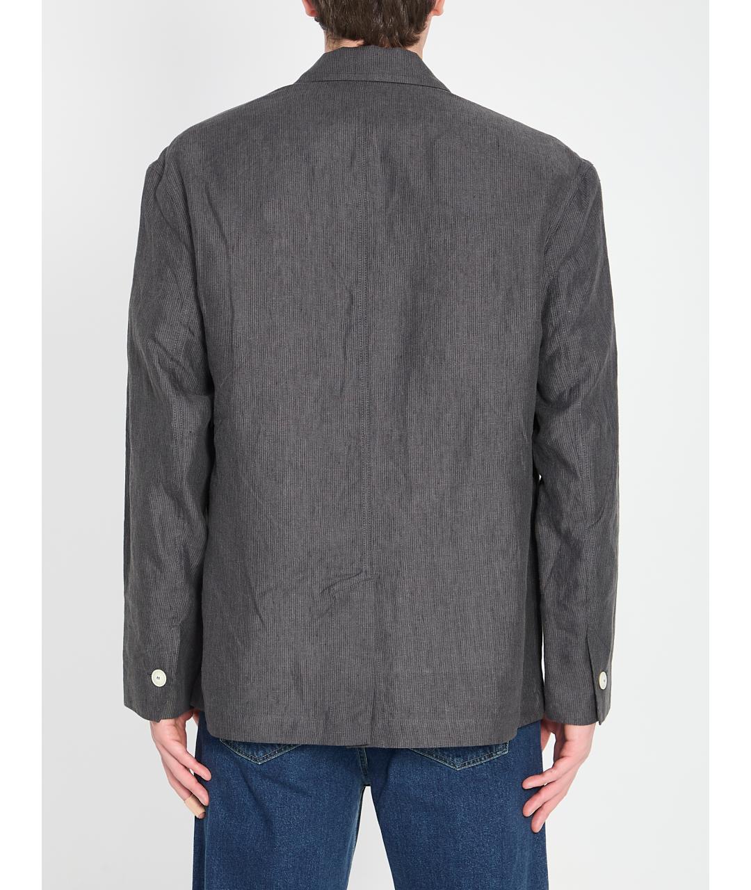 JACQUEMUS Серый льняной пиджак, фото 4