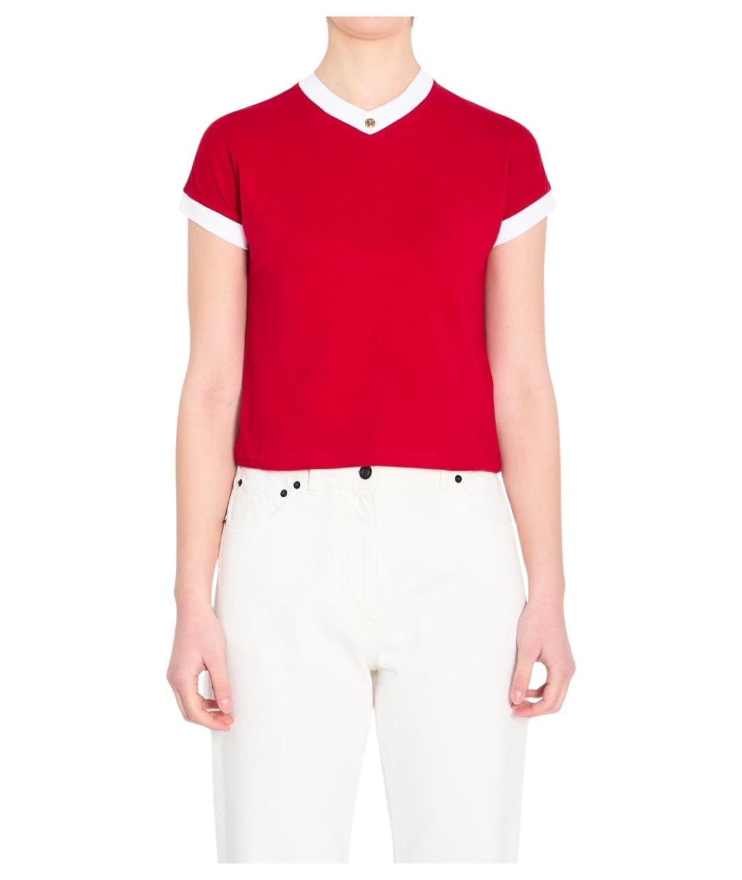 VERSACE Красная хлопковая футболка, фото 1