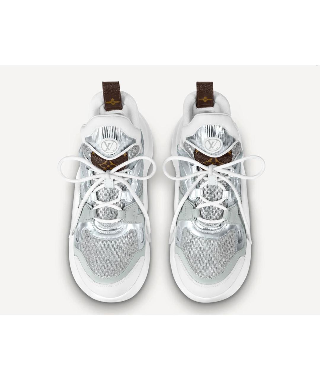 LOUIS VUITTON Серебряные кожаные кроссовки, фото 3