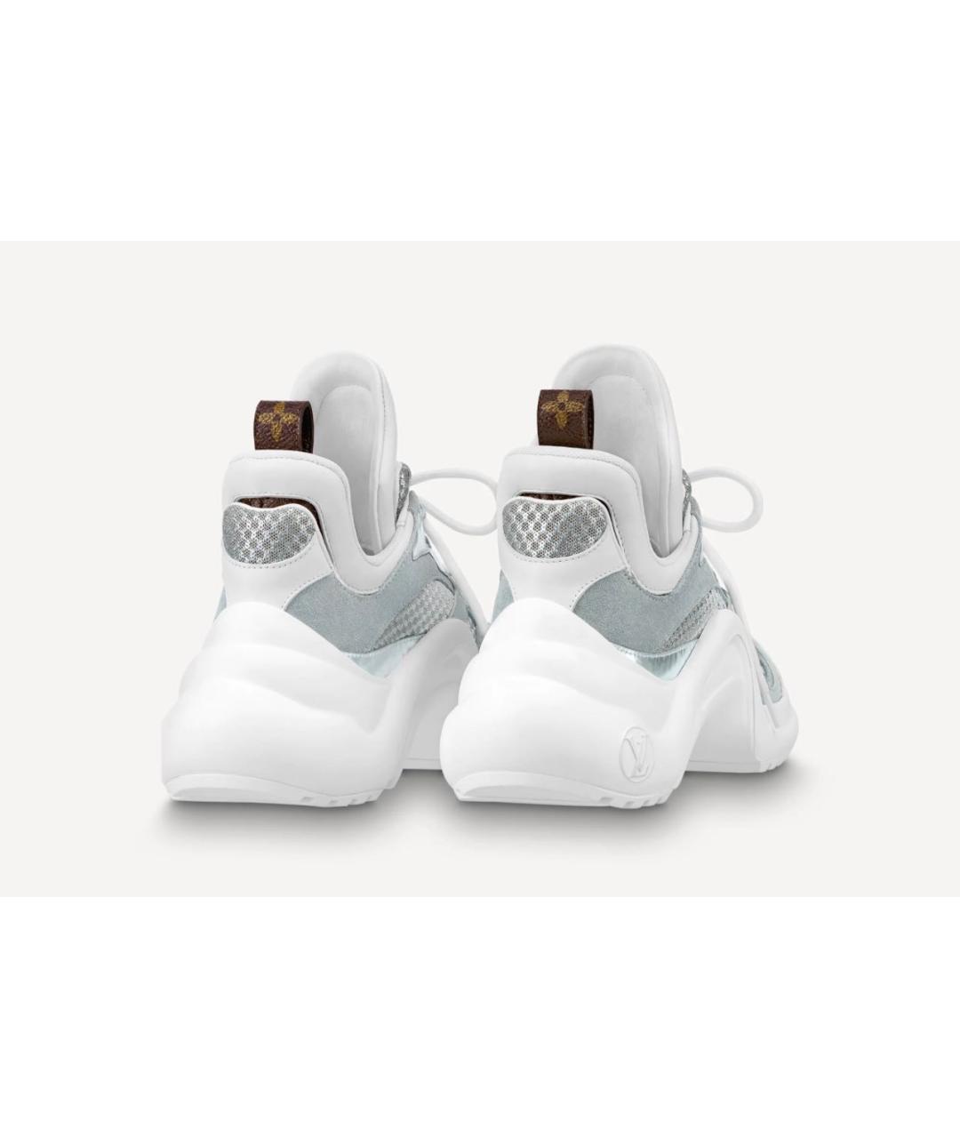 LOUIS VUITTON Серебряные кожаные кроссовки, фото 4