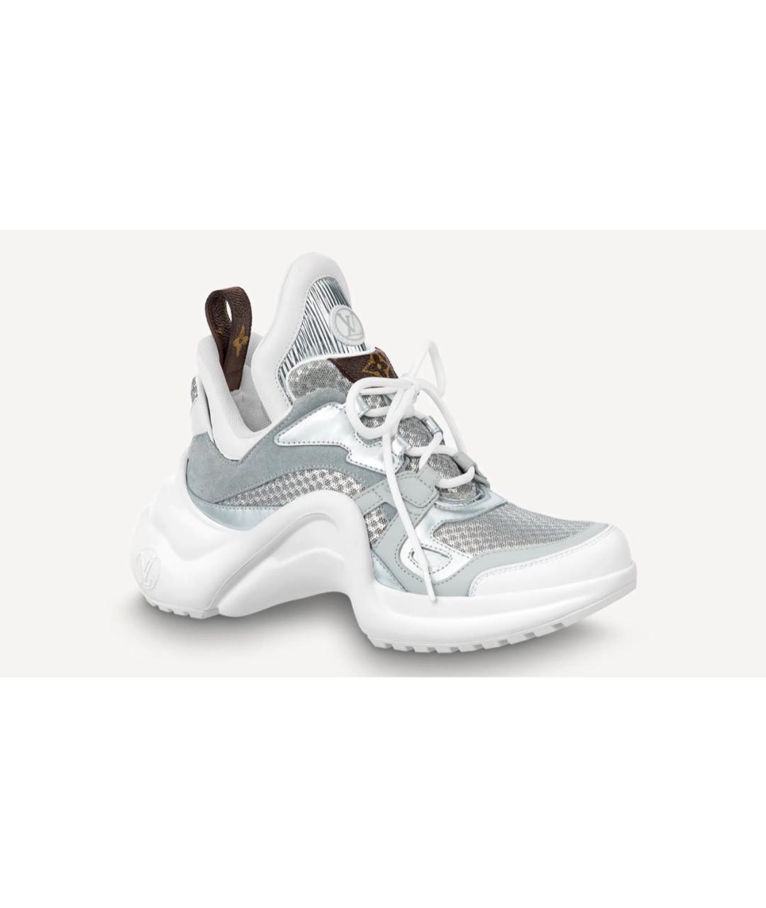 LOUIS VUITTON Серебряные кожаные кроссовки, фото 9