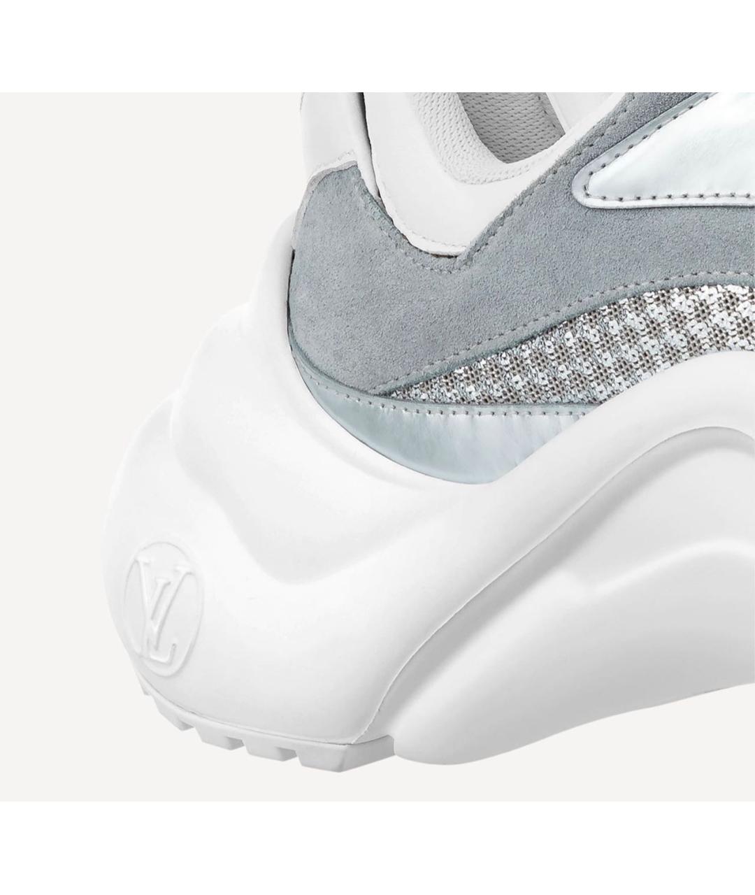 LOUIS VUITTON Серебряные кожаные кроссовки, фото 5