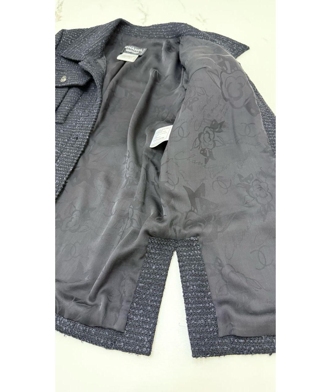 CHANEL Черный шерстяной жакет/пиджак, фото 3