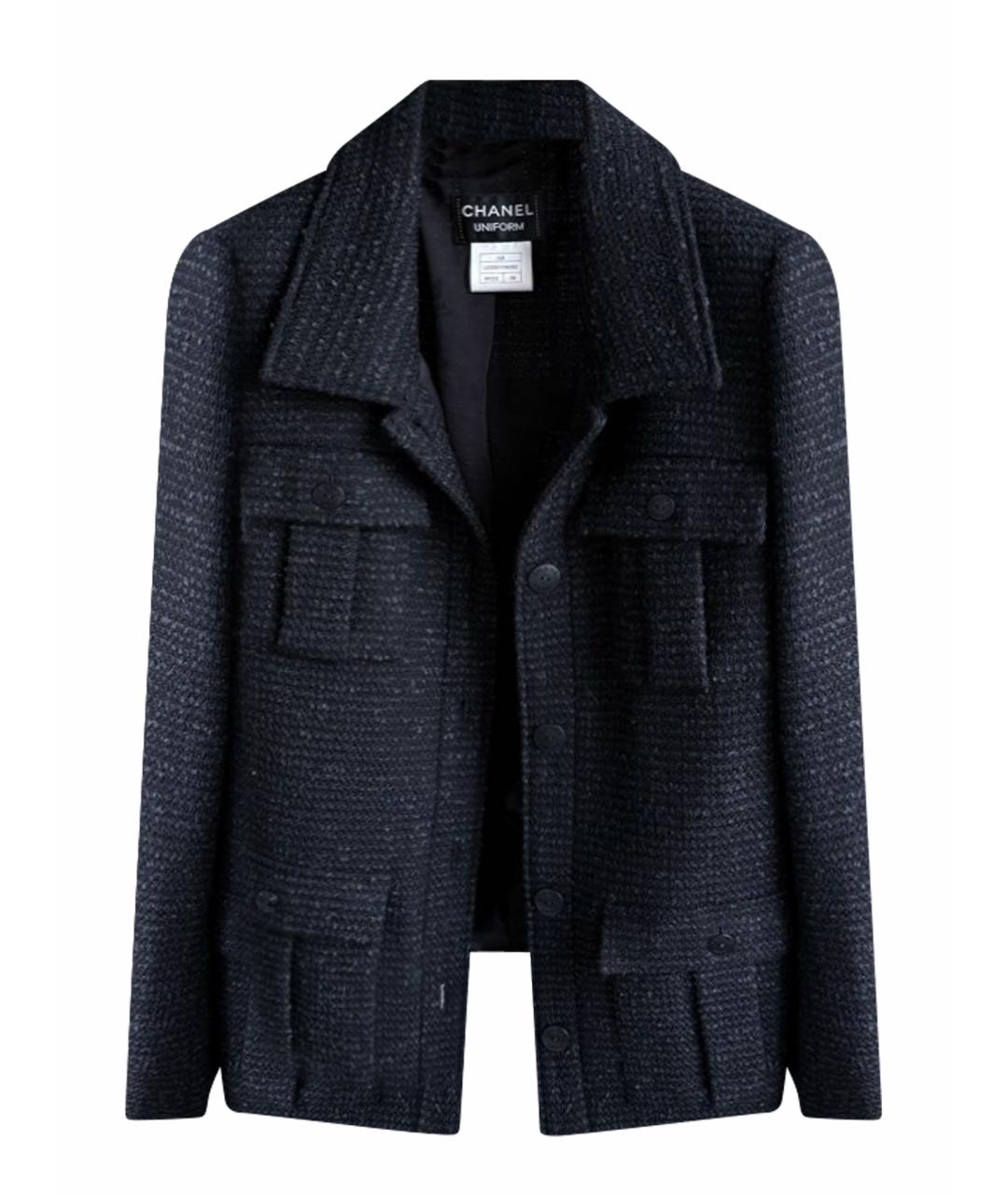 CHANEL Черный шерстяной жакет/пиджак, фото 1