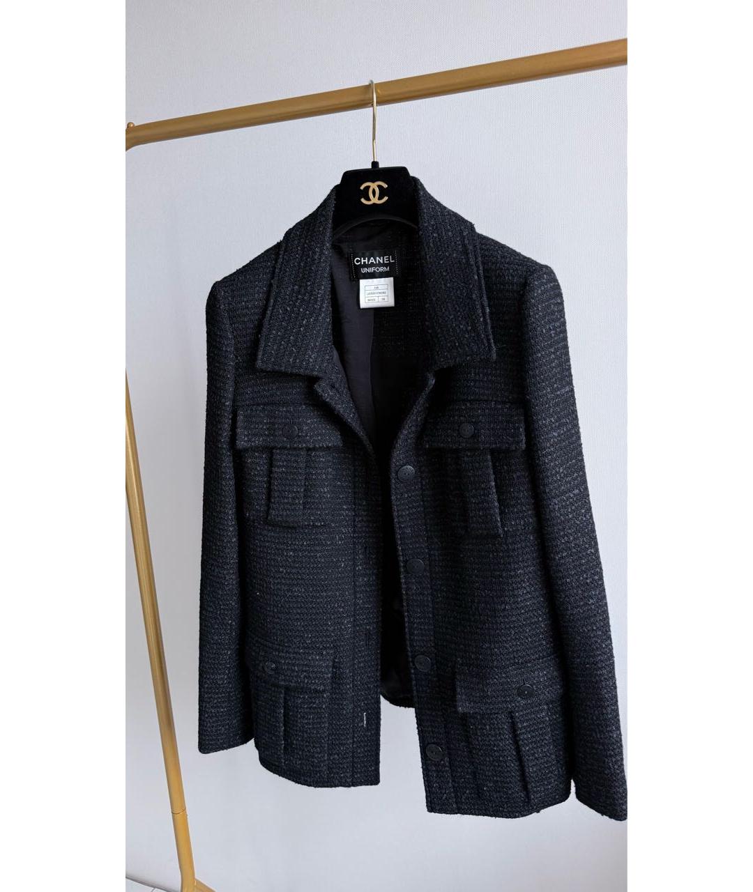 CHANEL Черный шерстяной жакет/пиджак, фото 9