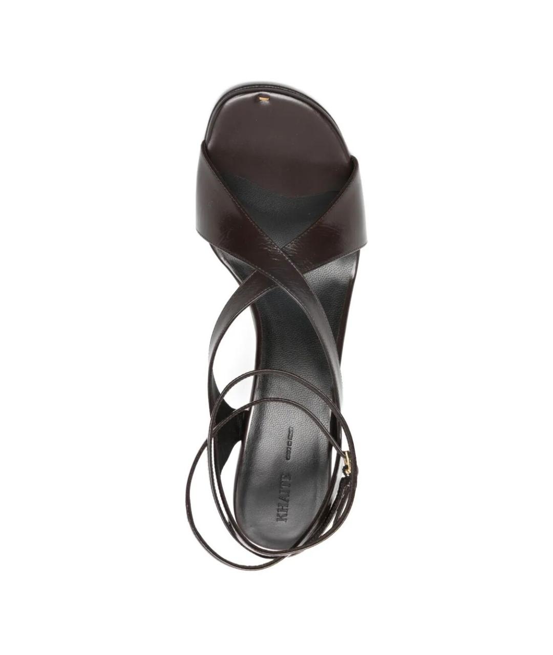KHAITE Коричневые кожаные босоножки, фото 4