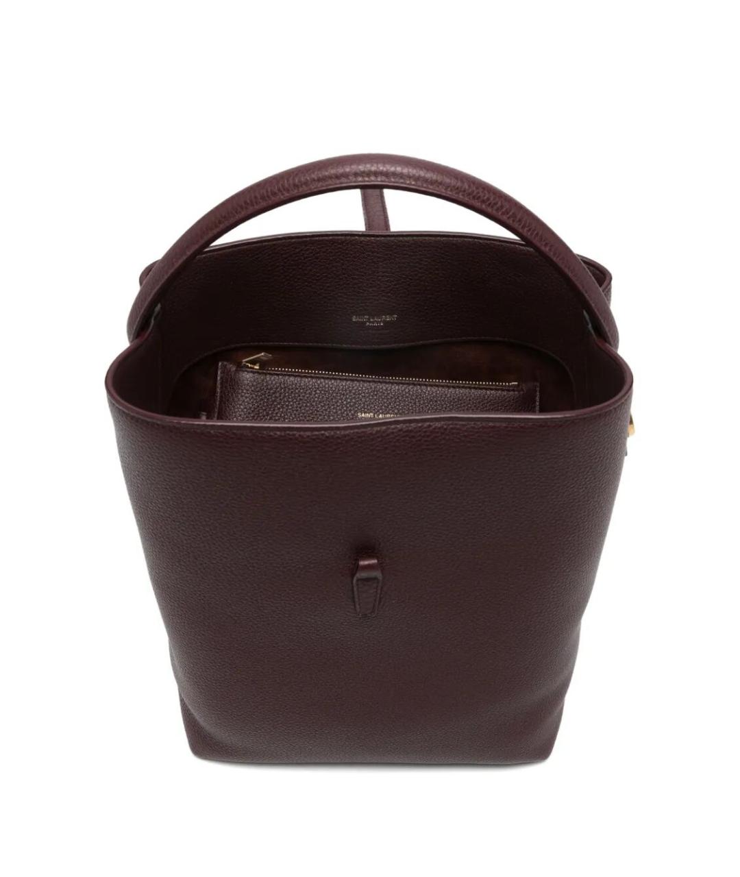 SAINT LAURENT Бордовая кожаная сумка через плечо, фото 4