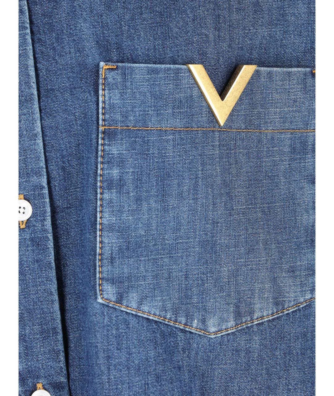 VALENTINO Синяя хлопковая рубашка, фото 4