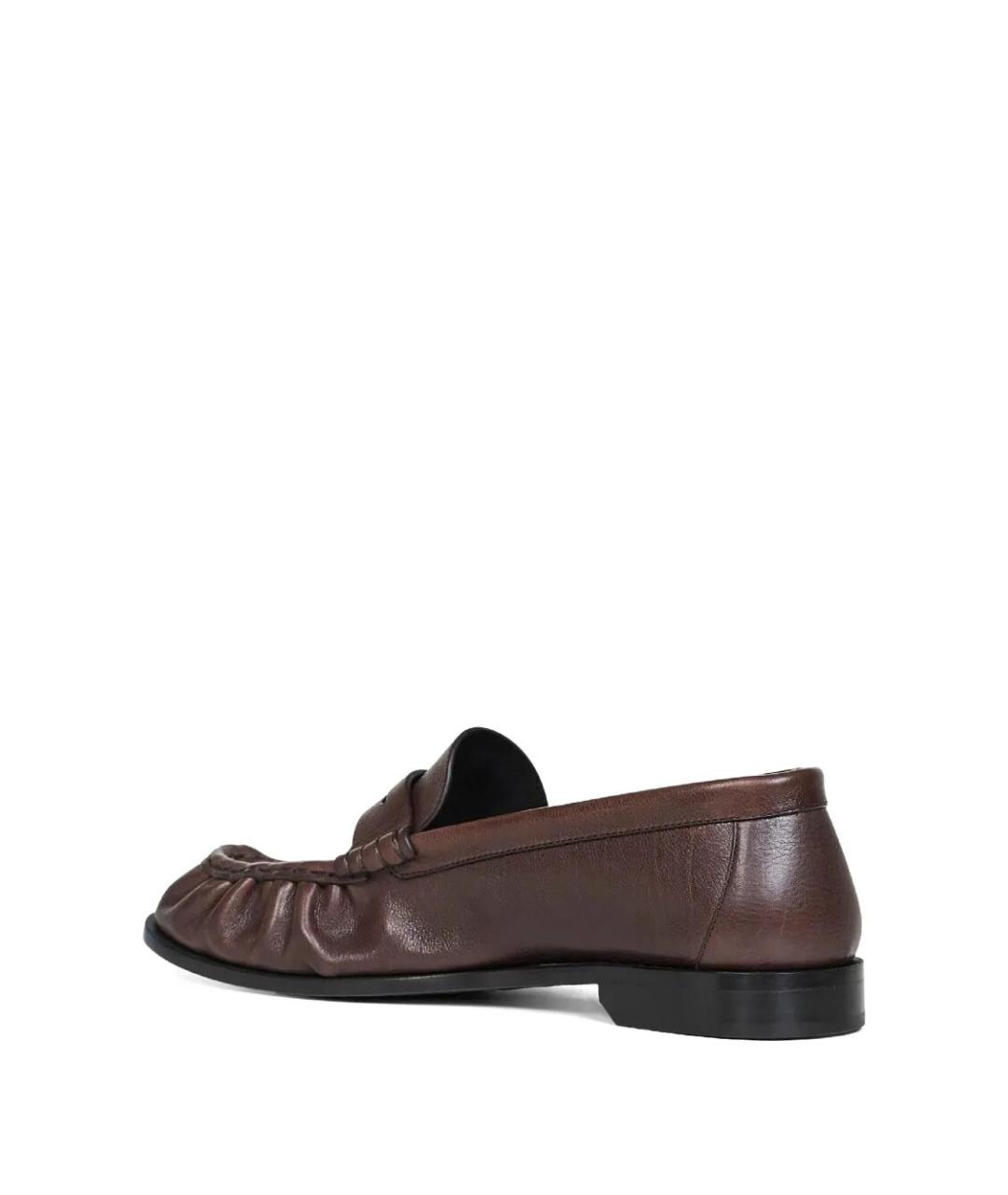 SAINT LAURENT Коричневые кожаные лоферы, фото 3