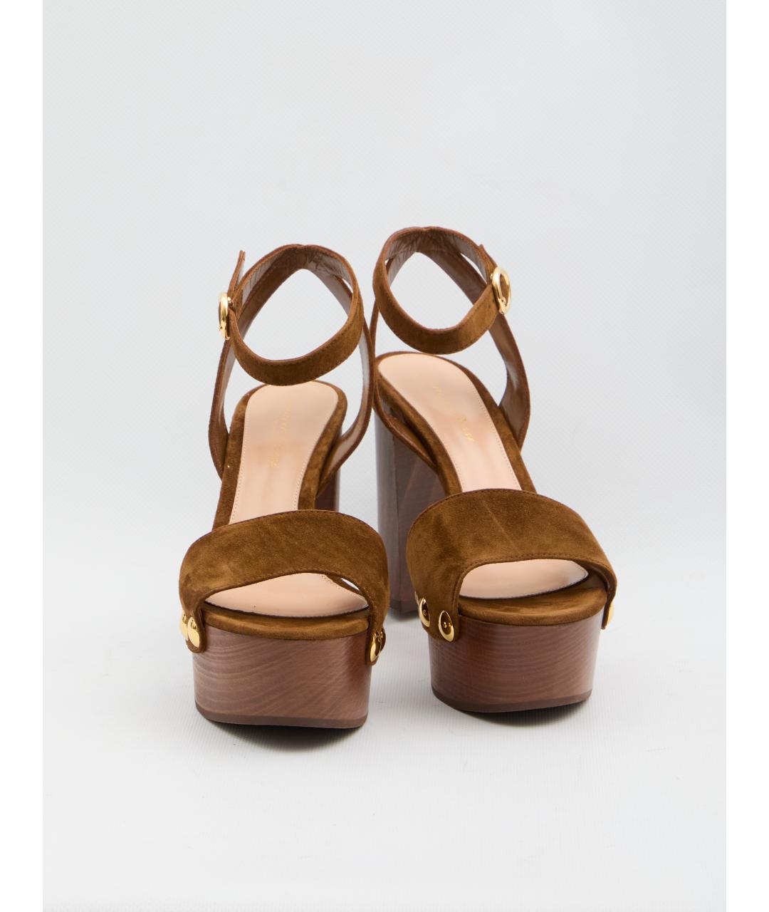 GIANVITO ROSSI Коричневые кожаные босоножки, фото 5