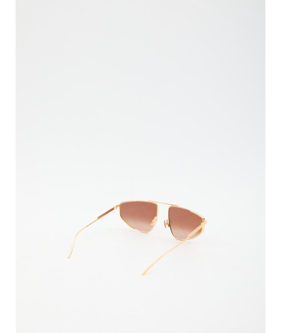 BOTTEGA VENETA Золотые металлические солнцезащитные очки, фото 2