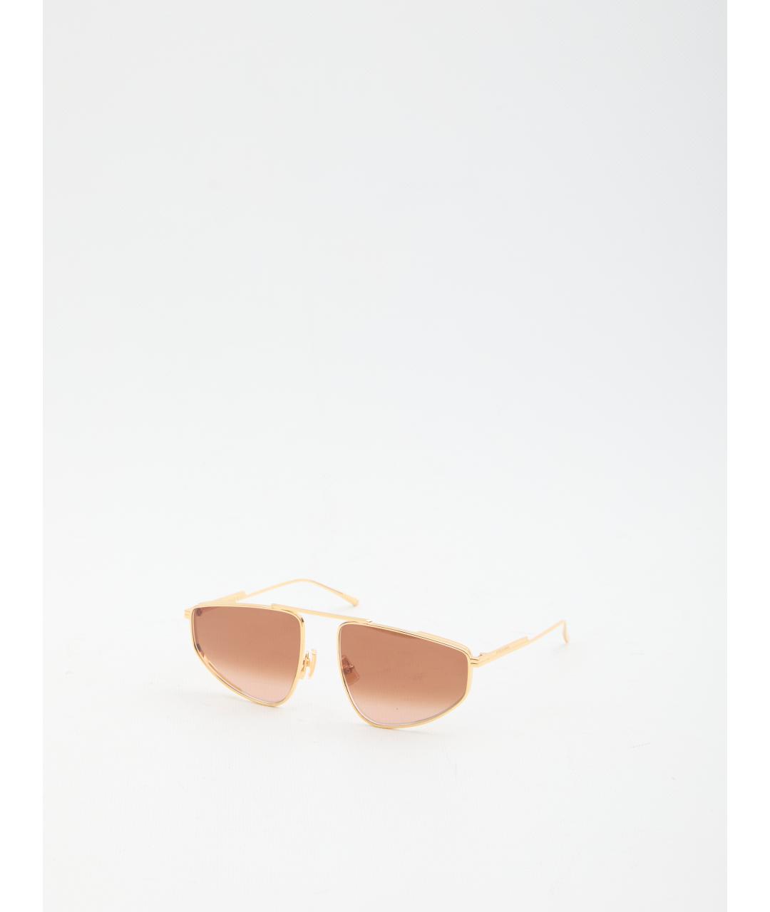 BOTTEGA VENETA Золотые металлические солнцезащитные очки, фото 3