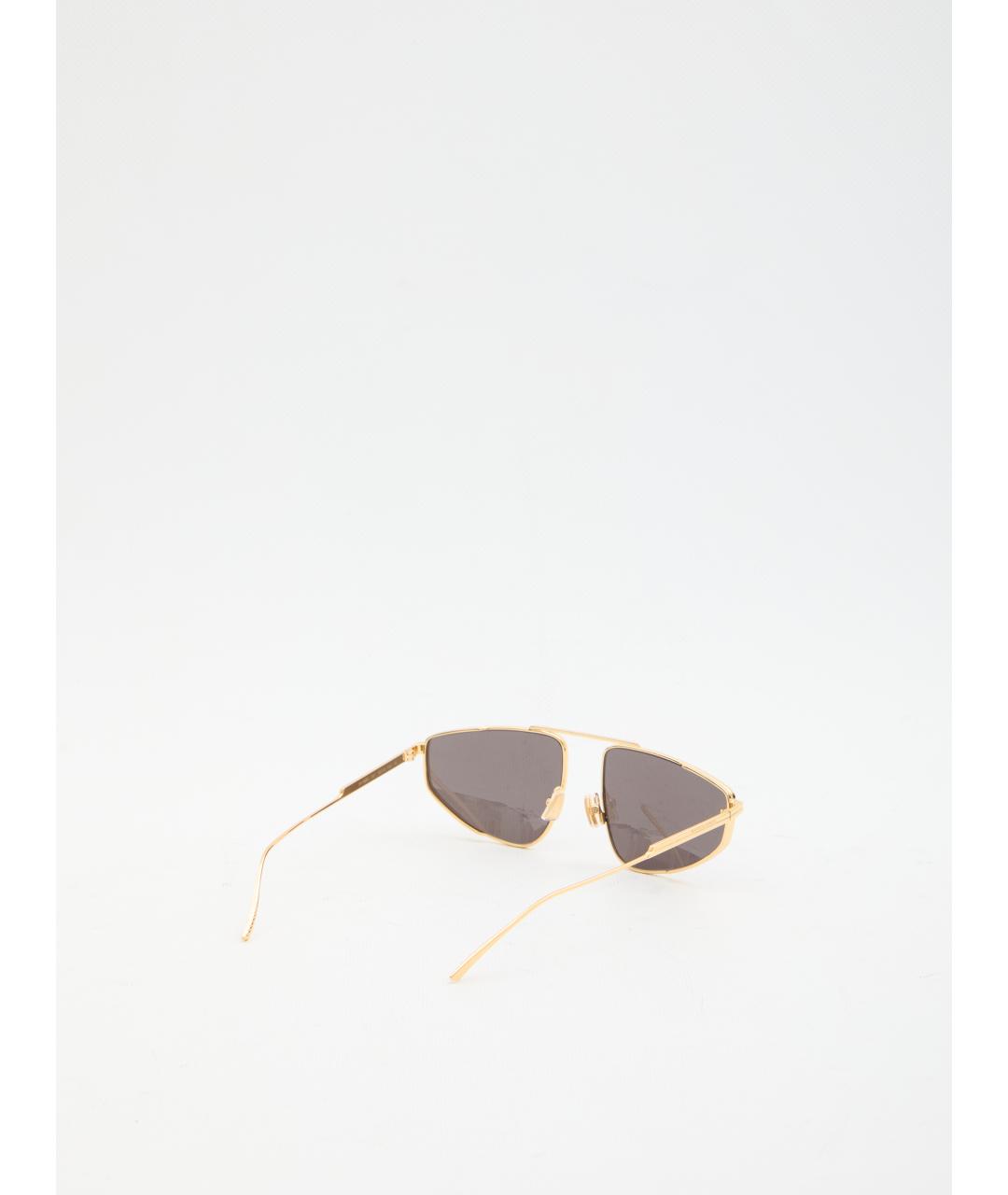BOTTEGA VENETA Золотые металлические солнцезащитные очки, фото 2