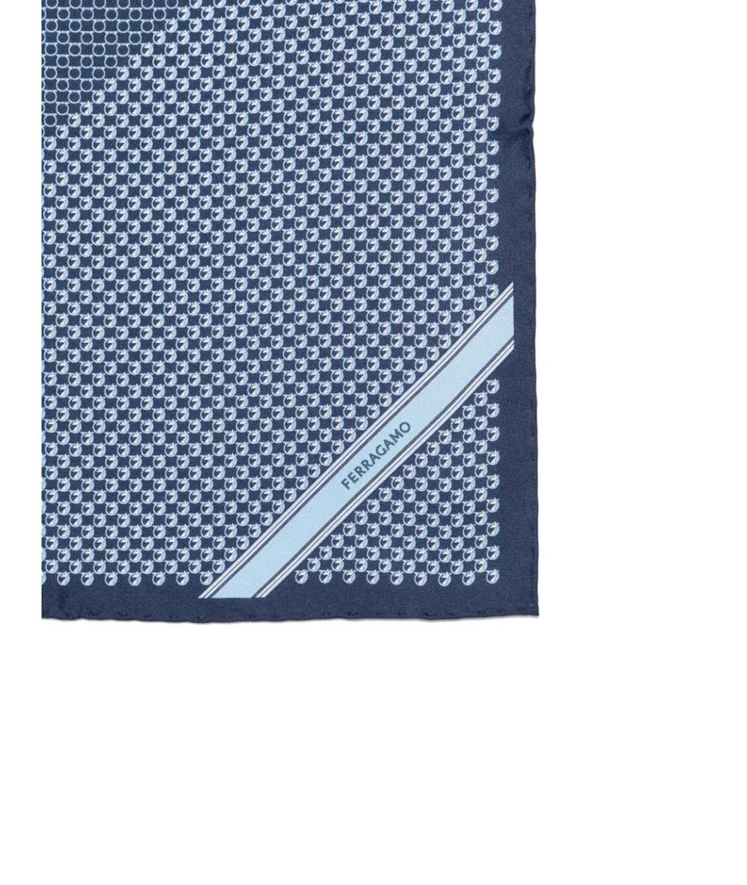 FERRAGAMO Синий шелковый шарф, фото 3