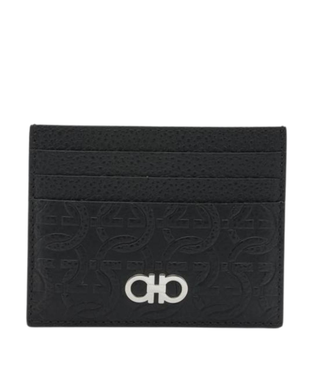 FERRAGAMO Черный кожаный кардхолдер, фото 1