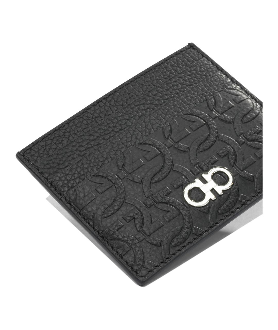 FERRAGAMO Черный кожаный кардхолдер, фото 4