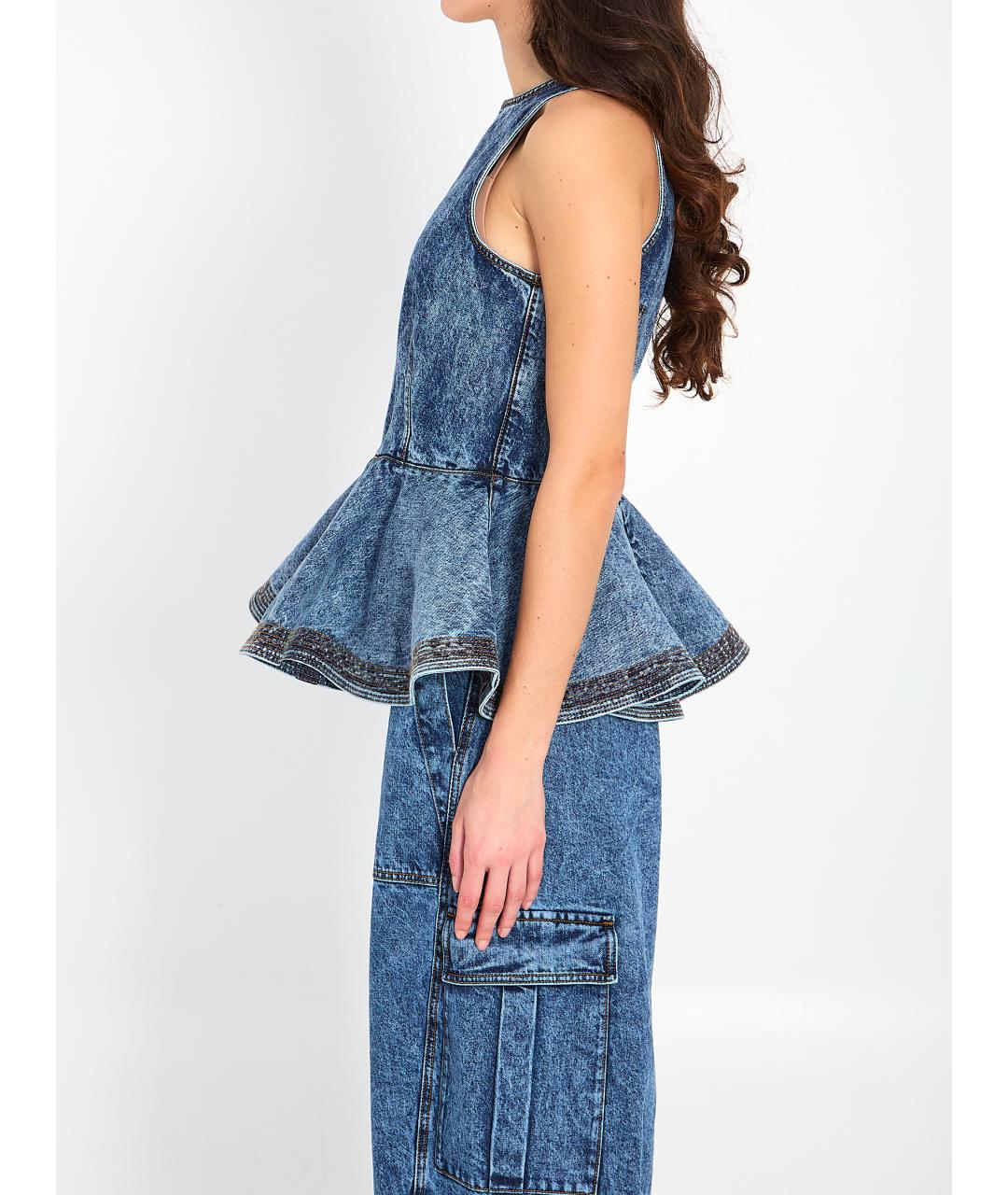 ALAIA Синяя хлопковая майка, фото 3