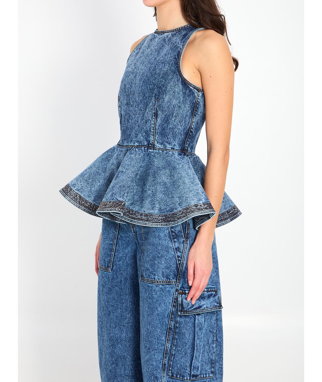 ALAIA Синяя хлопковая майка, фото 2