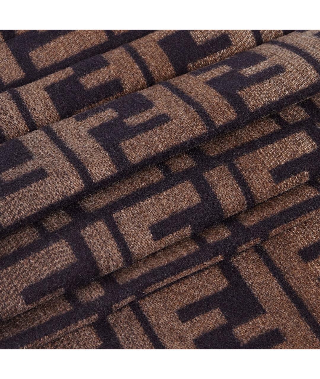 FENDI Коричневый шерстяной шарф, фото 2