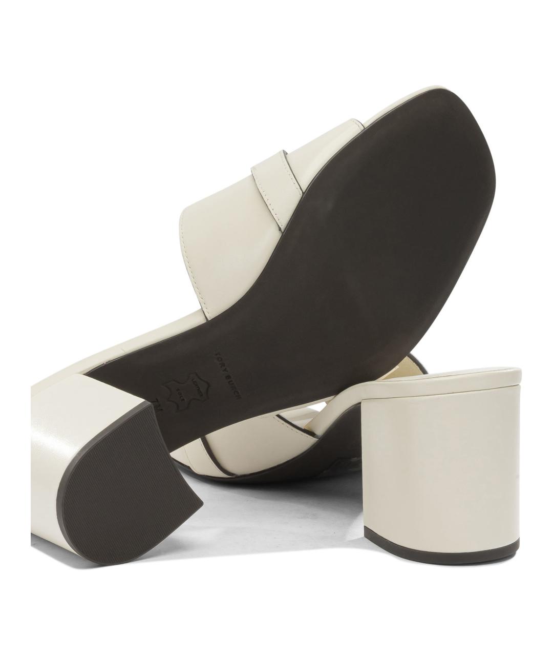 TORY BURCH Белые кожаные мюли, фото 5