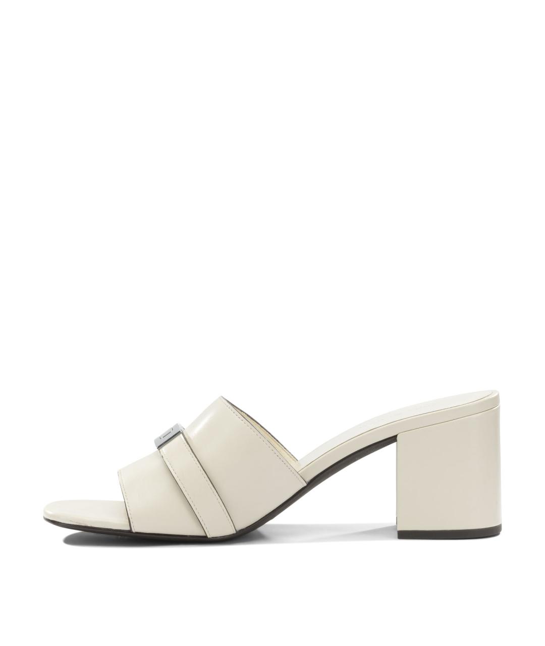 TORY BURCH Белые кожаные мюли, фото 3