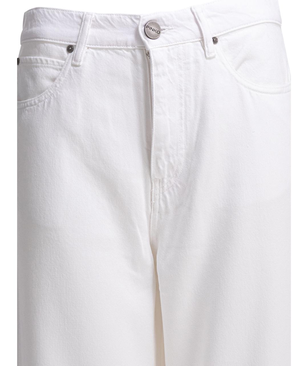 PINKO Белые хлопковые прямые джинсы, фото 3