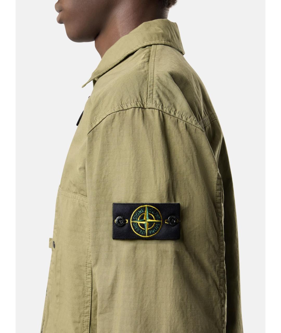 STONE ISLAND Зеленая хлопковая кэжуал рубашка, фото 4
