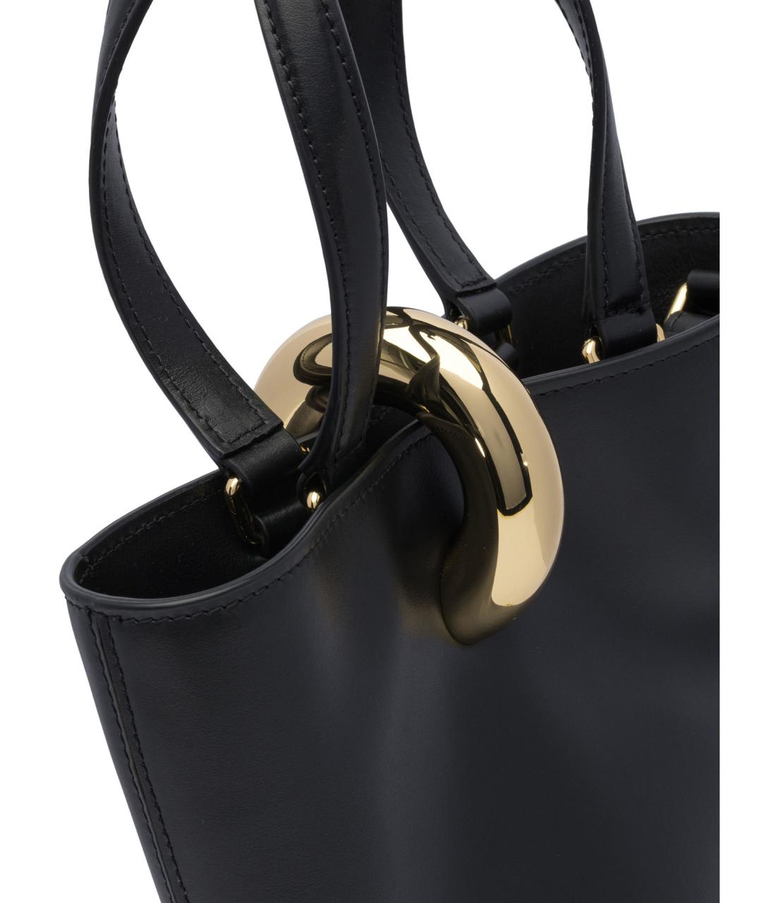 JACQUEMUS Черная кожаная сумка тоут, фото 3