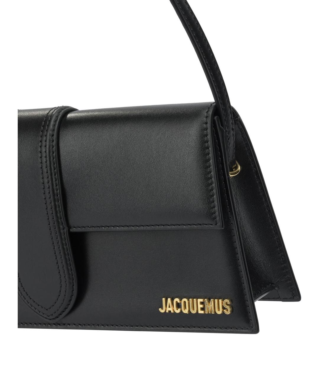 JACQUEMUS Черная кожаная сумка с короткими ручками, фото 4