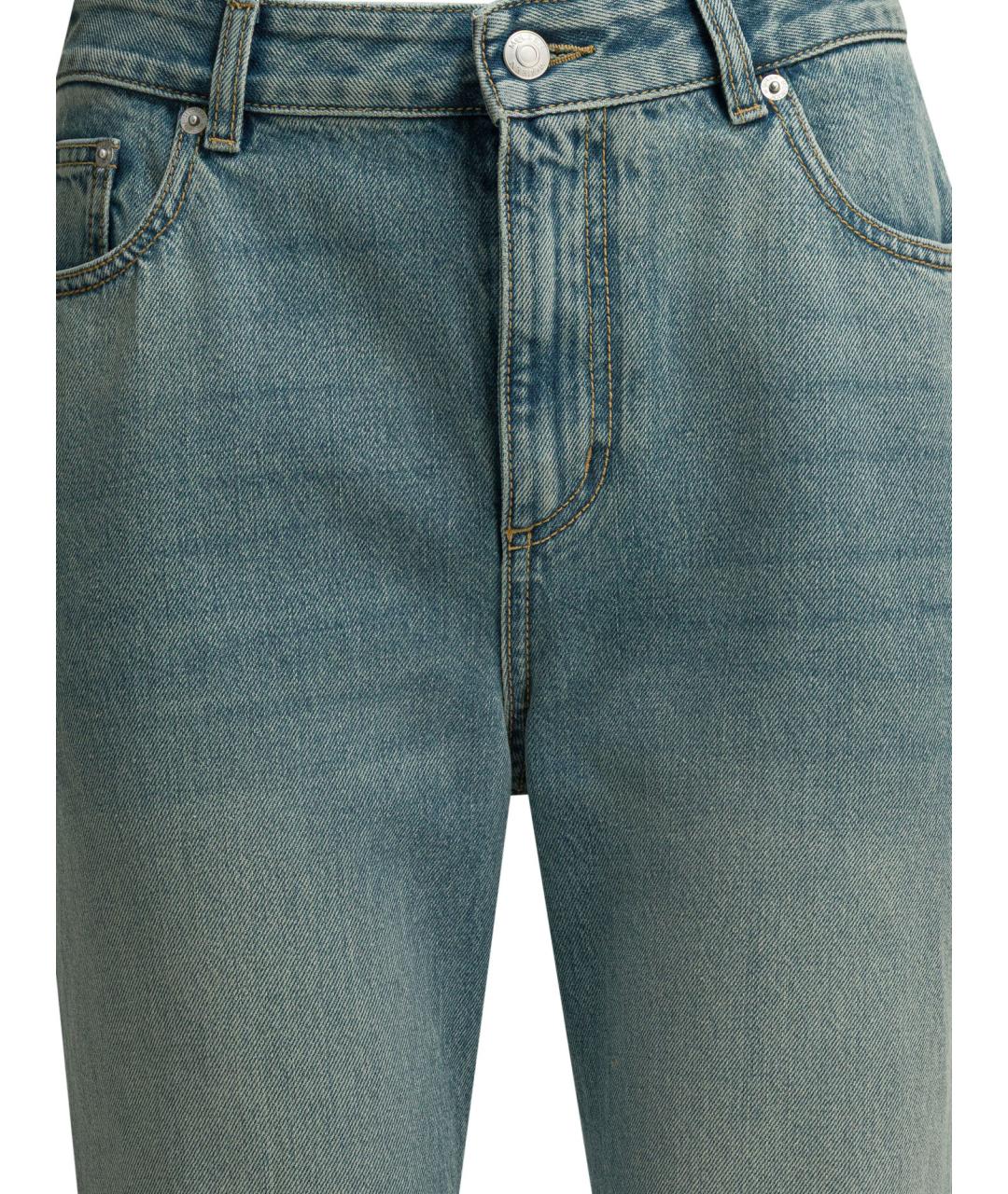 ALEXANDER MCQUEEN Голубые хлопковые прямые джинсы, фото 3