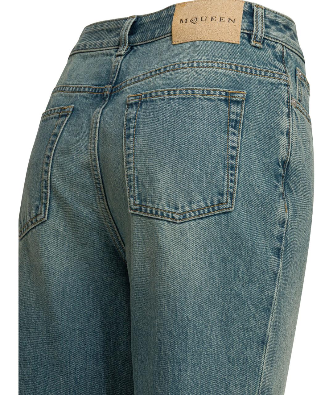 ALEXANDER MCQUEEN Голубые хлопковые прямые джинсы, фото 4