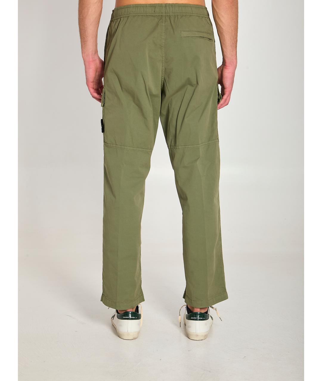 STONE ISLAND Зеленые хлопковые повседневные брюки, фото 4