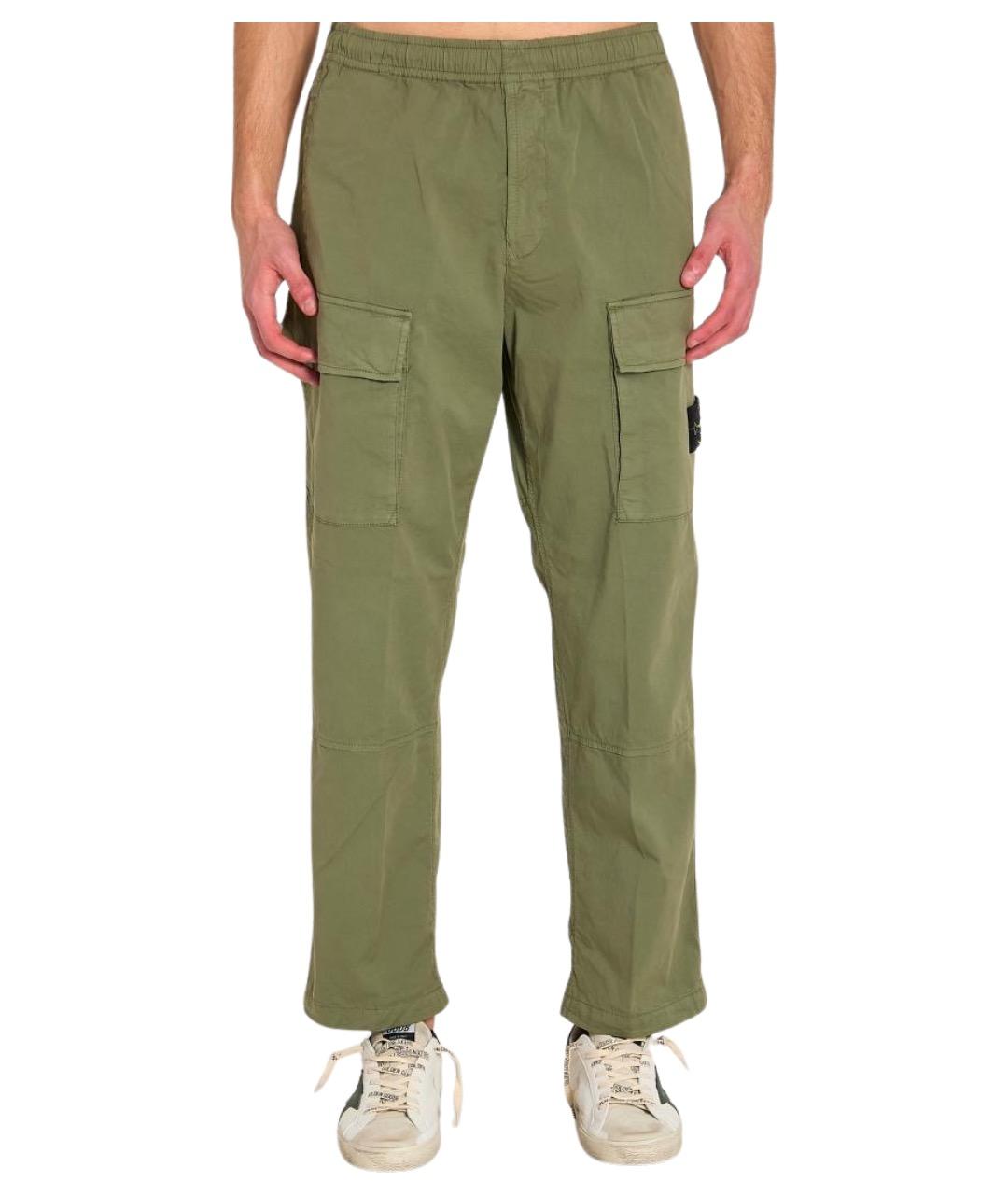 STONE ISLAND Зеленые хлопковые повседневные брюки, фото 1
